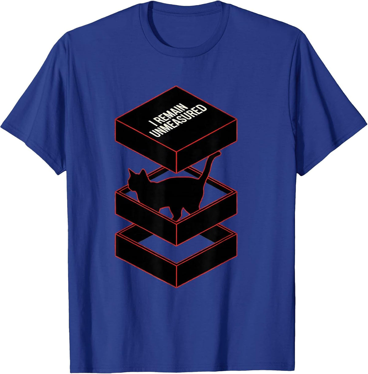 Men's I Remain Unmeasured Funny Quantum Physics Science Geek T-Shirt - Royal Blue