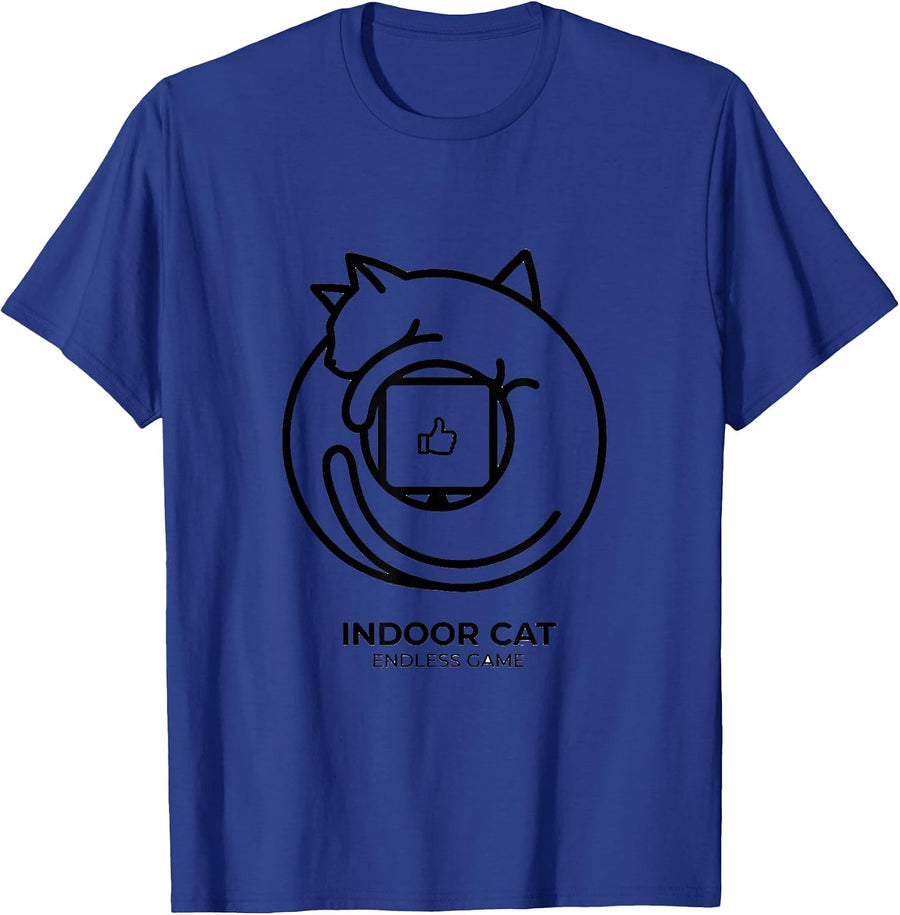 Indoor Cat Endless Game Funny Cat Gamer Video Game Player T-Shirt - Royal Blue
