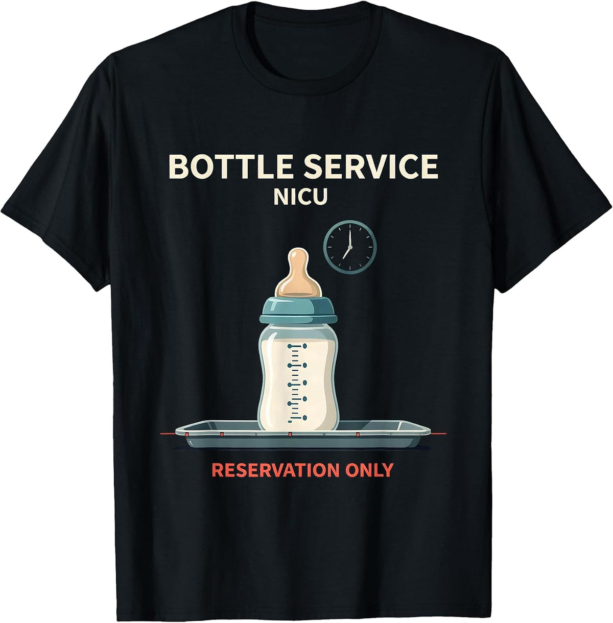 Men's Bottle Service NICU Reservation Only Nurse New Year Eve T-Shirt - Black