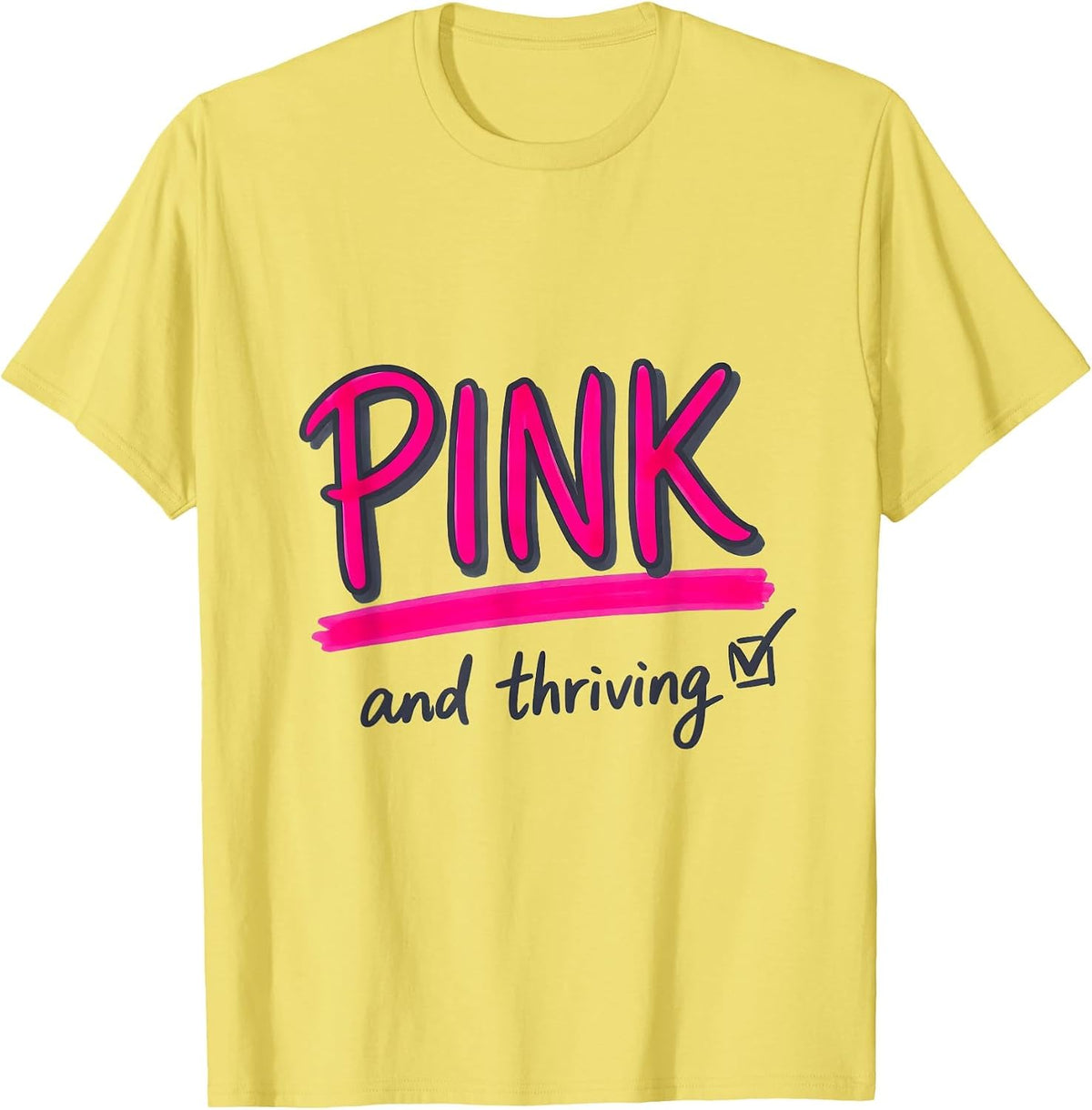 Men's Pink and Thriving Flamingo Graphic Design T-Shirt - Lemon Yellow