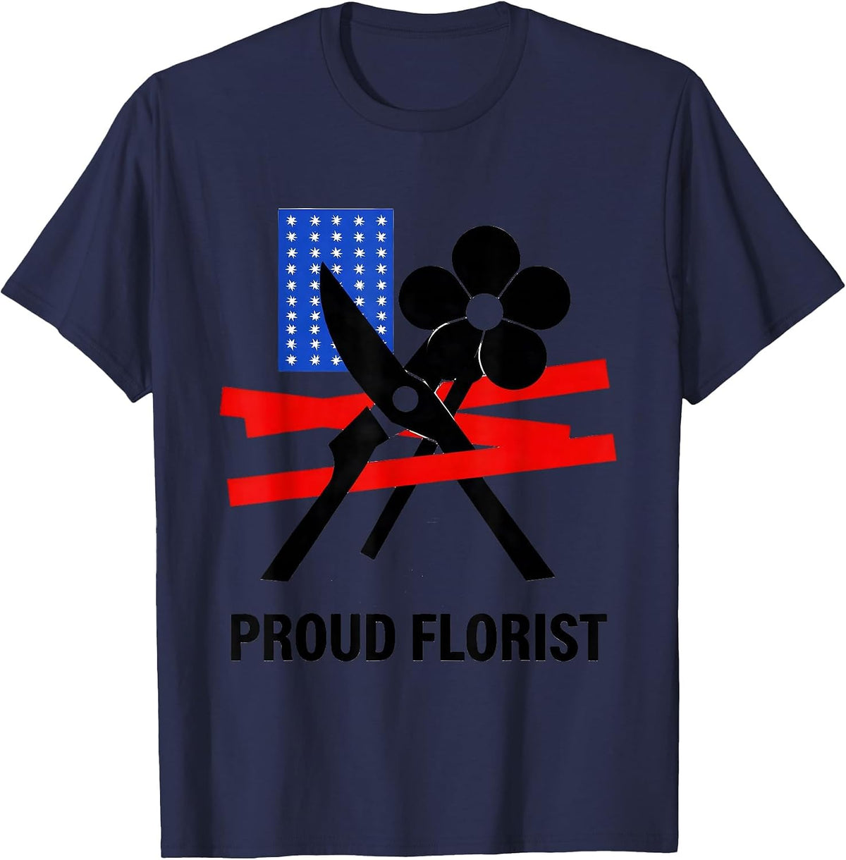 Men's Proud Florist Bauhaus Modernist American Flag Occupation T-Shirt - Navy Blue