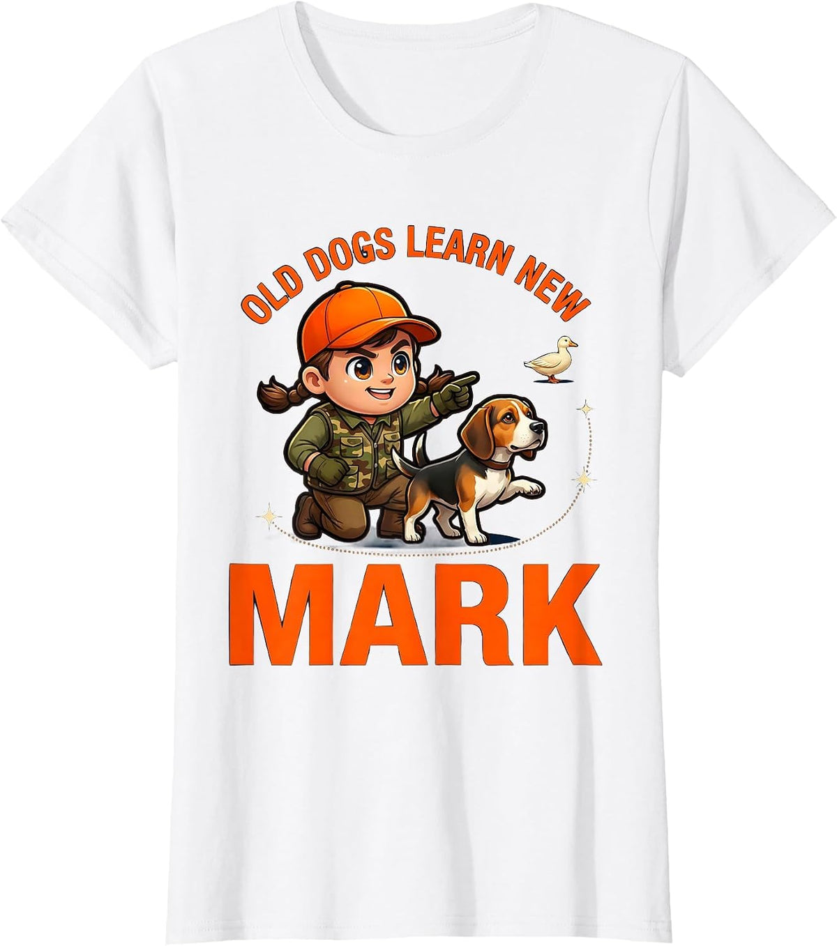 Women's OLD DOGS LEARN NEW MARK Funny Gun Dog Hunter Upland Hunting T-Shirt - White