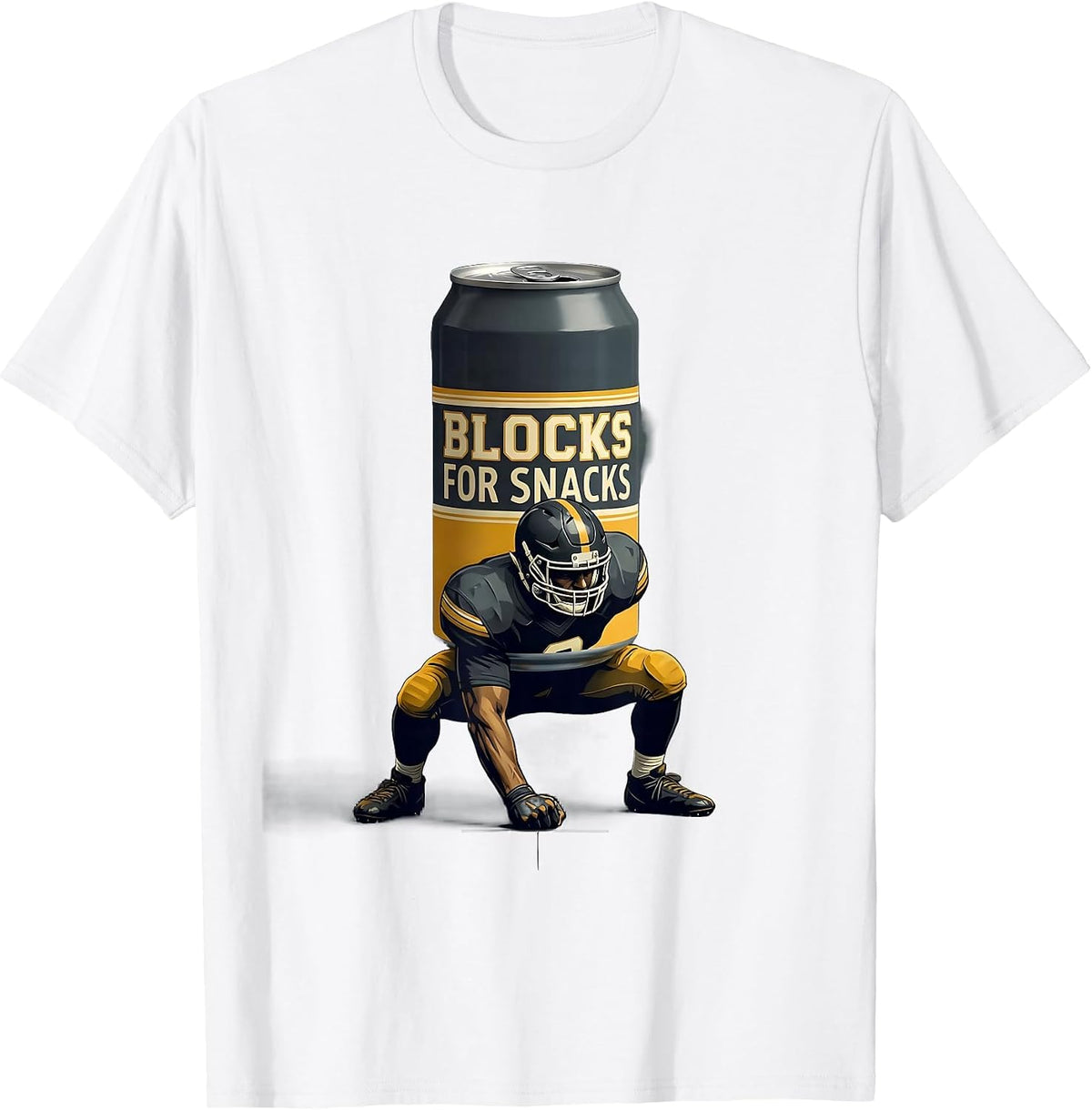 Men's Blocks For Snacks Funny Football Lineman Humor T-Shirt - White