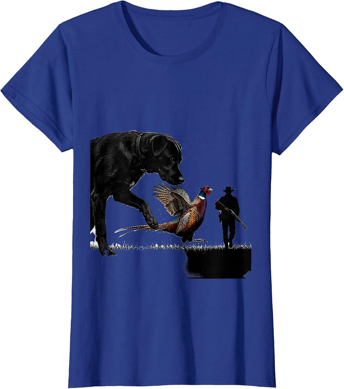 Women's Ringneck Pheasant Hunter Dog Vintage Upland Bird Hunting T-Shirt - Royal Blue