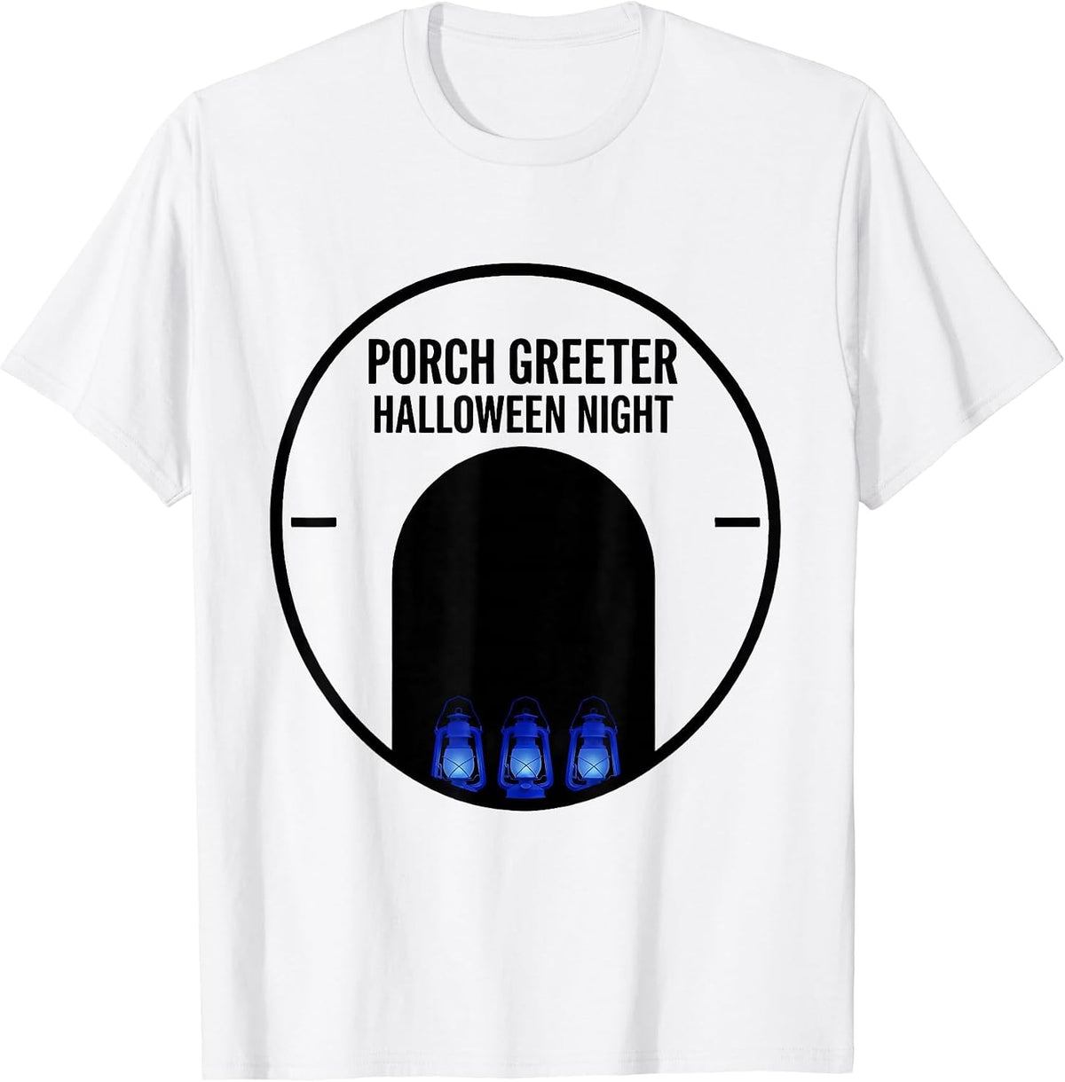 Men's Porch Greeter Halloween Night Christian Faith Over Fear T-Shirt - White