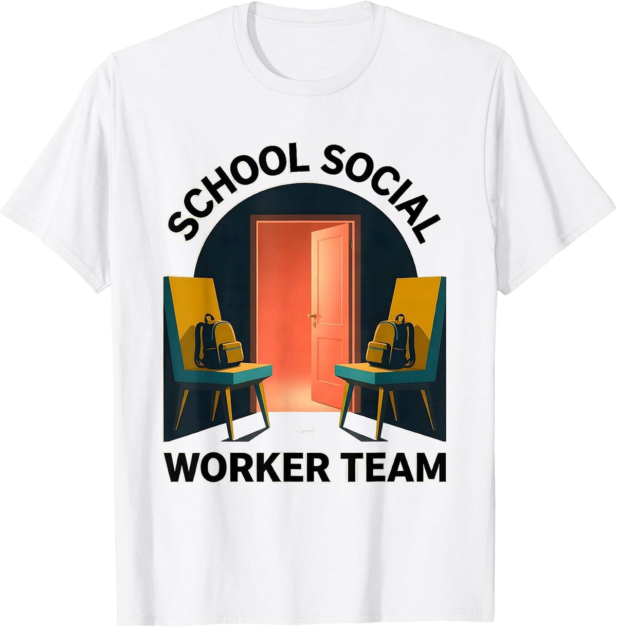Men's School Social Worker Team Midcentury Modern Staff T-Shirt - White