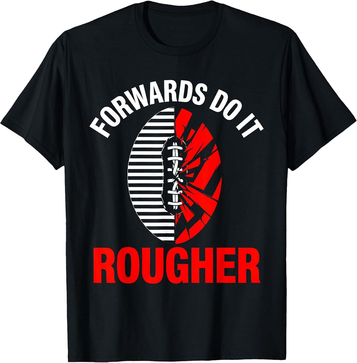 Men's Forwards Do It Rougher Rugby Graphic Design T-Shirt - Black