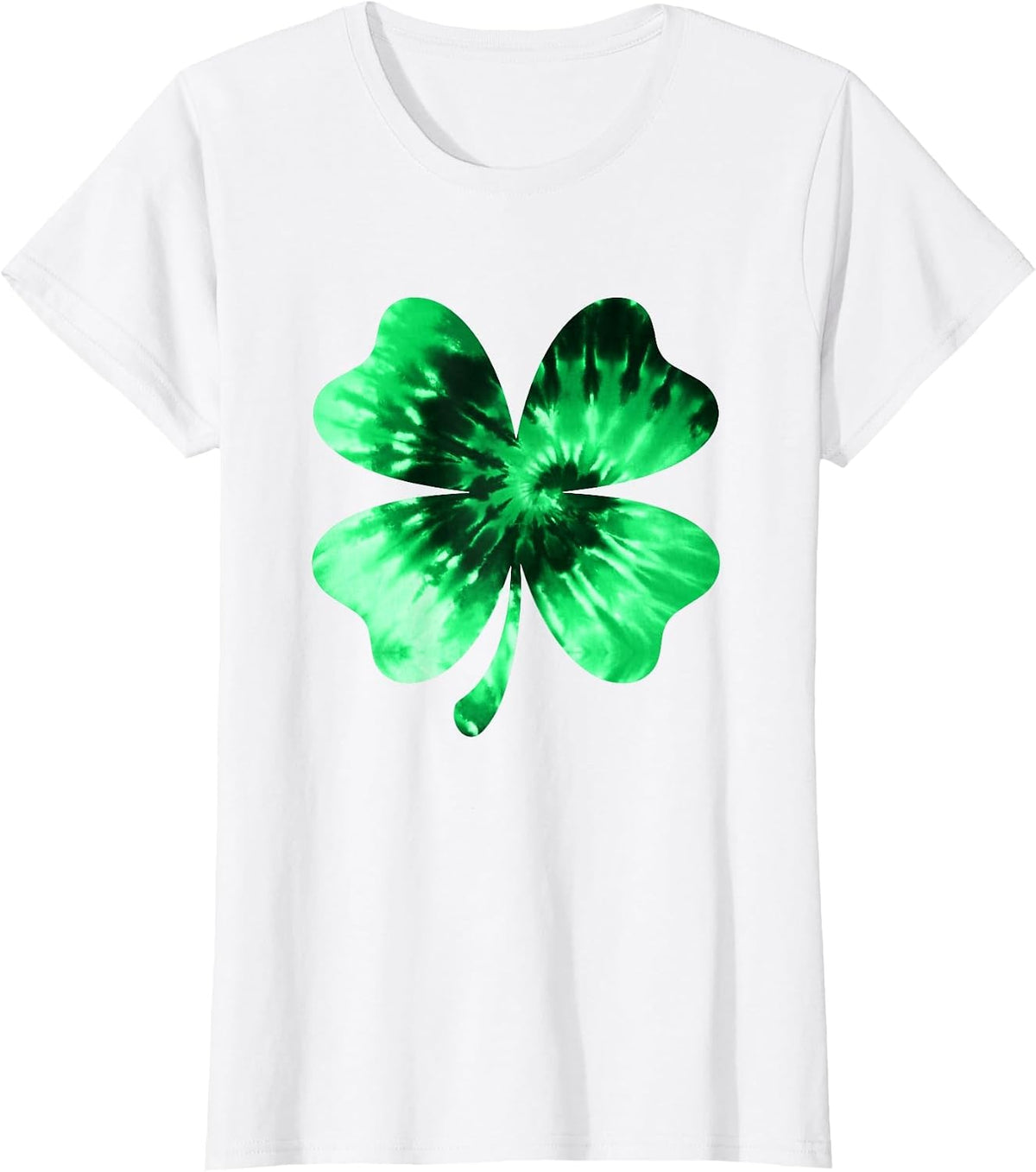 Tie Dye Shamrock Lucky Four-Leaf Clover St. Patrick's Day T-Shirt - White