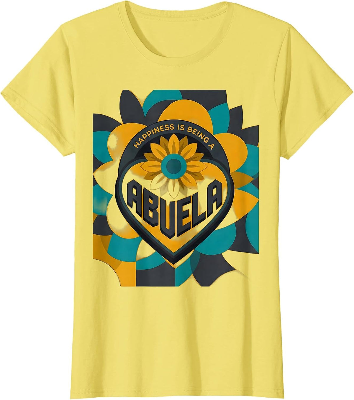Happiness Is Being A Abuela Midcentury Modern Grandma T-Shirt - Lemon Yellow