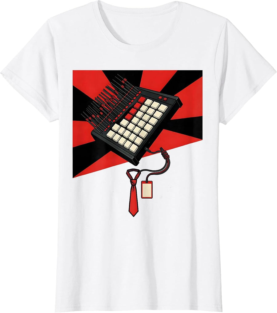 Women's Drum Machine Retro Hip Hop Throwback Graphic T-Shirt - White