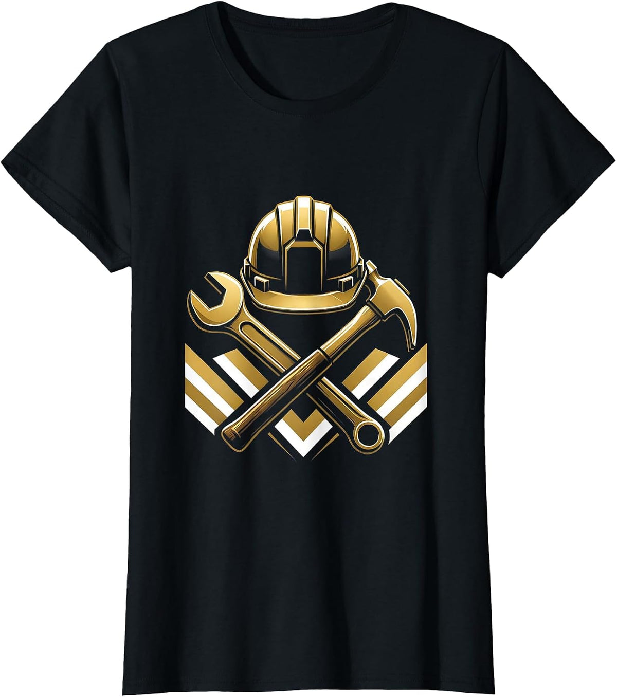 Labor Day Hard Hat Crossed Tools Graphic T-Shirt - Black