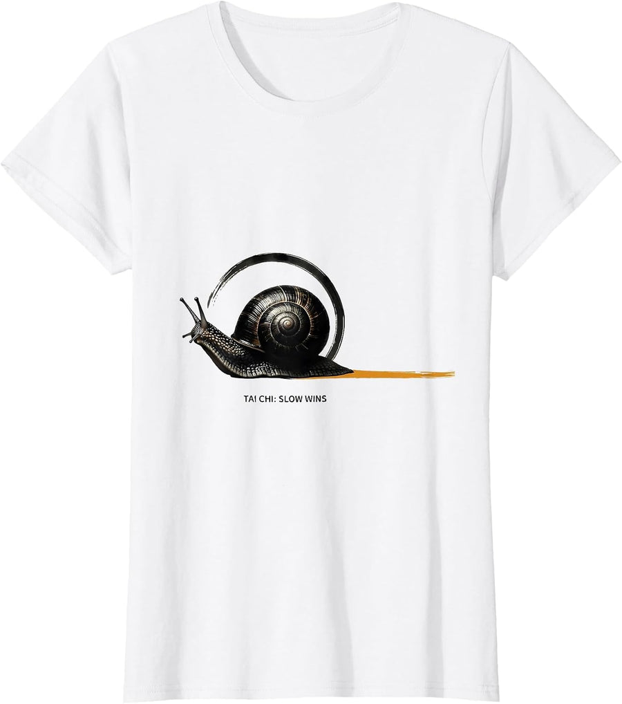 Women's Tai Chi Slow Wins Conceptual Zen Balance Symbol Martial Arts T-Shirt - White