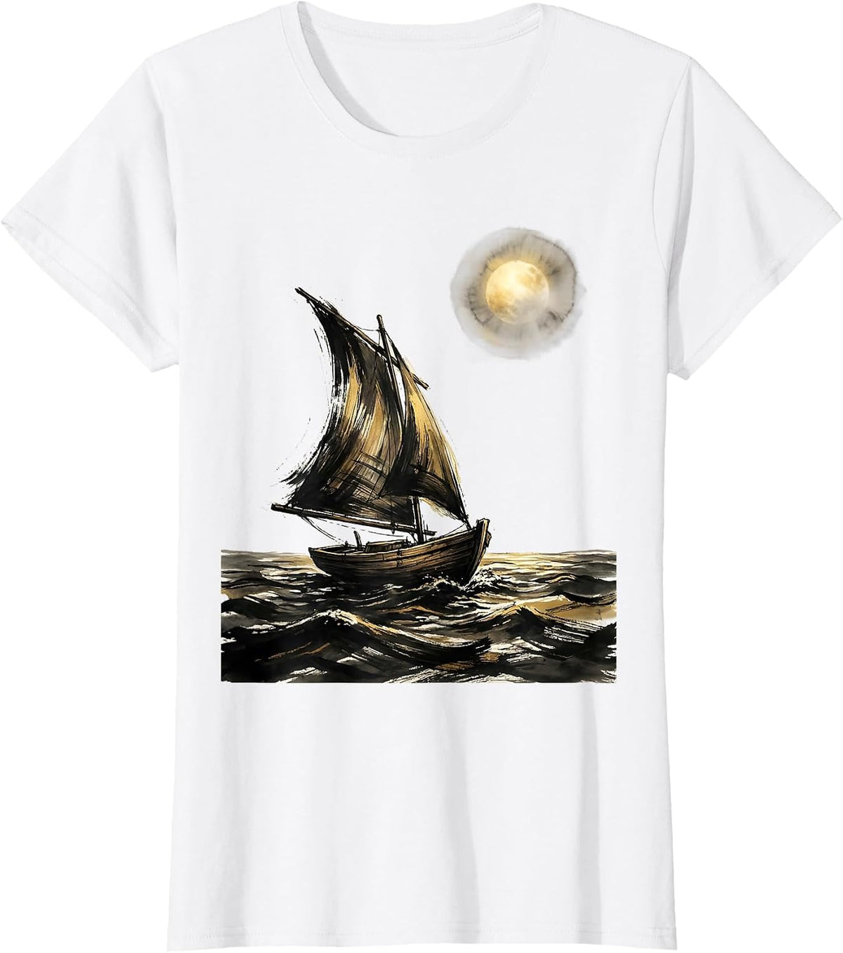 Women's Faith Over Fear Boat Sailing Toward the Light T-Shirt - White