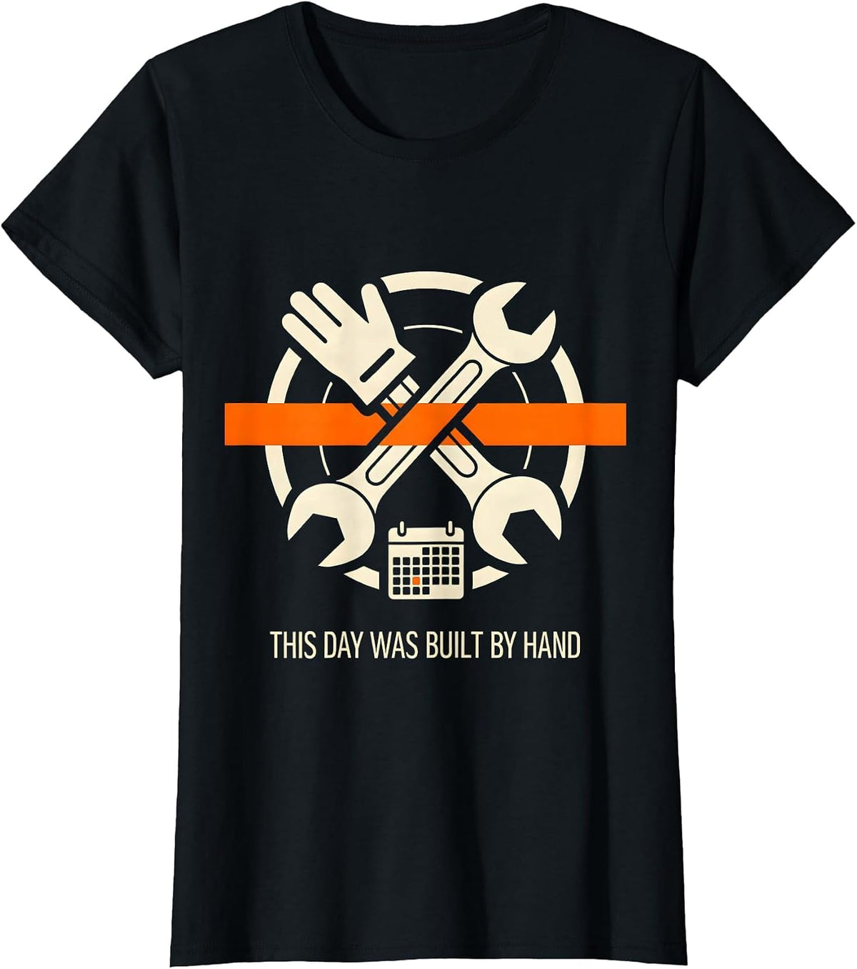 Women's This Day Was Built By Hand Funny Blue Collar Tradesman Labor T-Shirt - Black