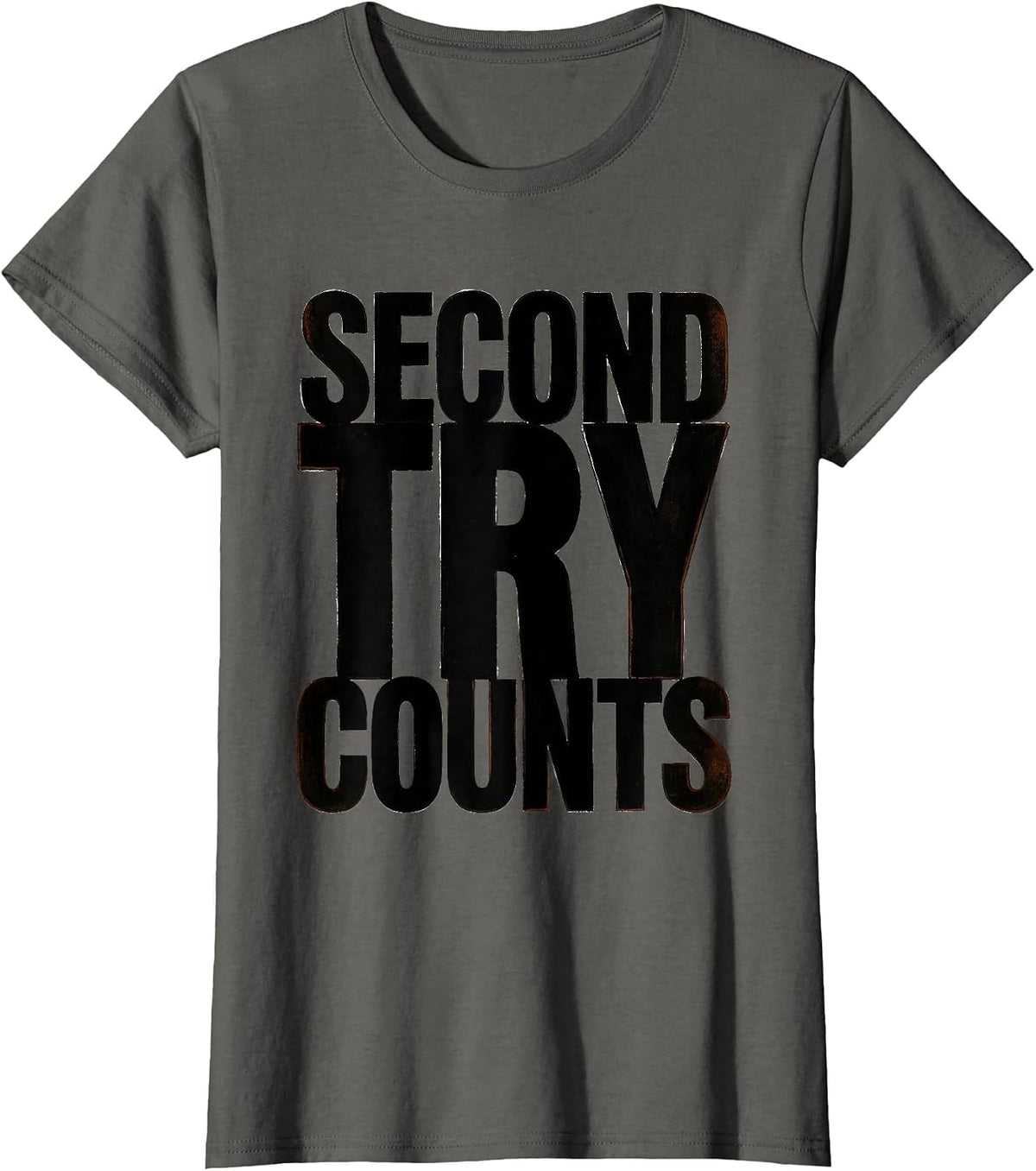 Women's Second Try Counts Growth Mindset Teacher Motivational T-Shirt - Asphalt Grey
