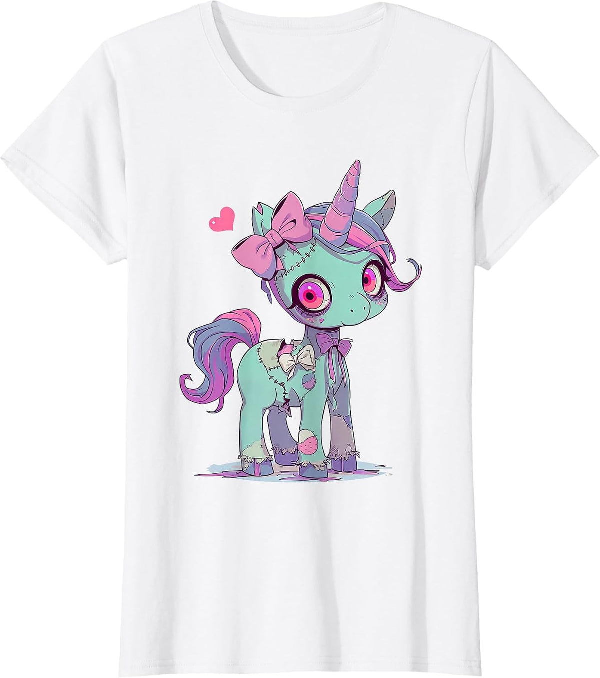 Kawaii Pastel Goth Creepy Cute Witchy Zombie Unicorn Tees T-Shirt - White