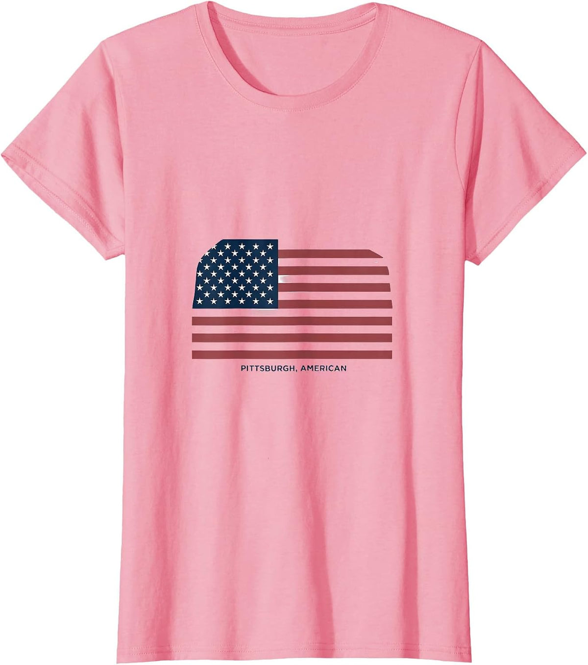 Women's Pittsburgh, American Minimalist Patriotic Faith Over Fear T-Shirt - Pink