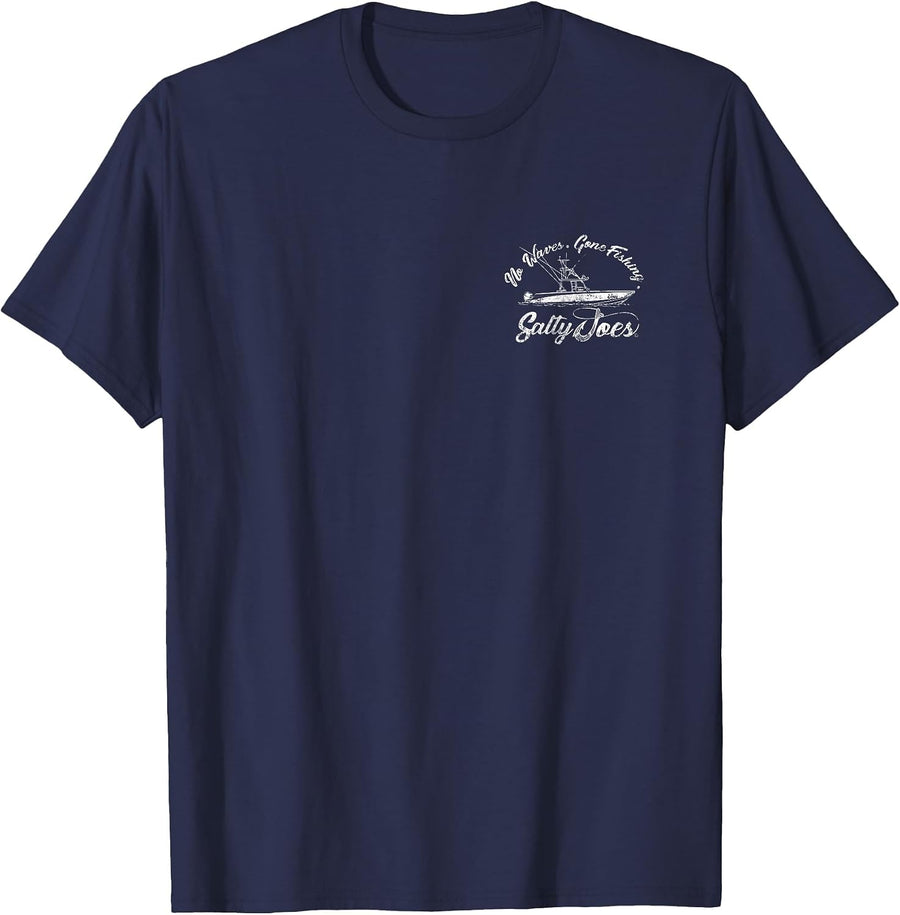 Salty Joe's Fishing Boat Logo Lightweight, Graphic T-Shirt - Navy Blue