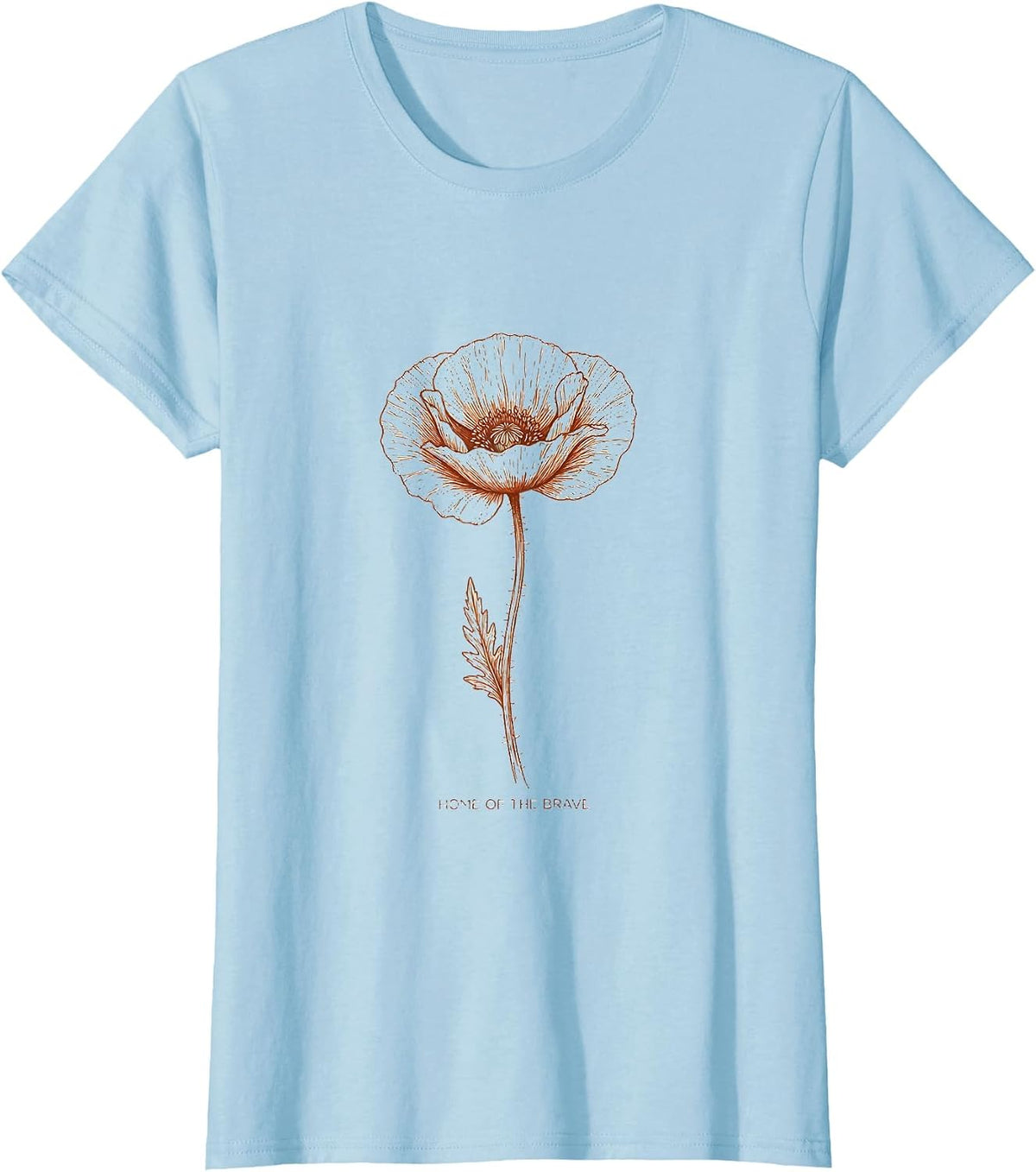 Home of the Brave Veteran Pride Design T-Shirt - Baby Blue