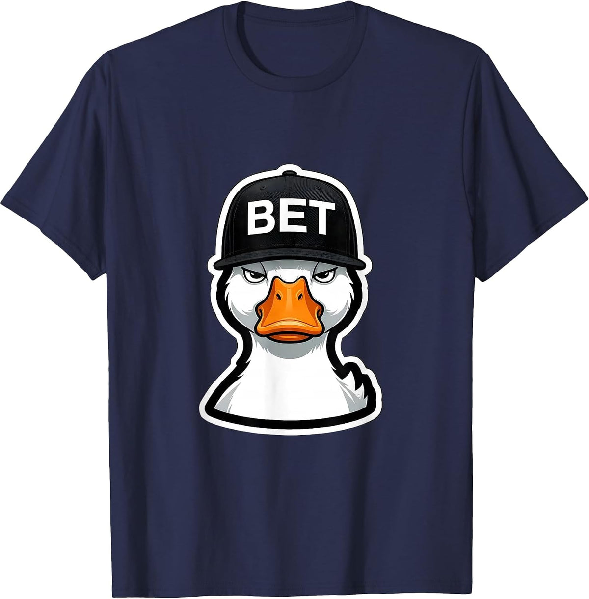 Men's Bet Funny Duck Novelty Graphic for Kids Teens Adults T-Shirt - Navy Blue