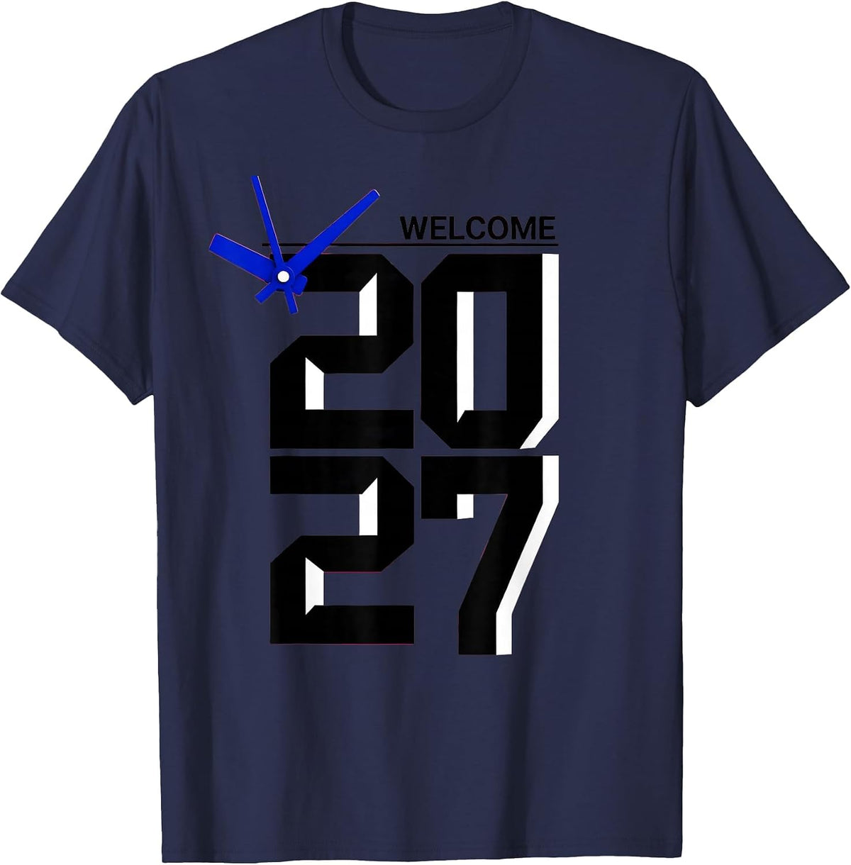 Men's Welcome, 2027 Swiss International Novelty Party Wear T-Shirt - Navy Blue