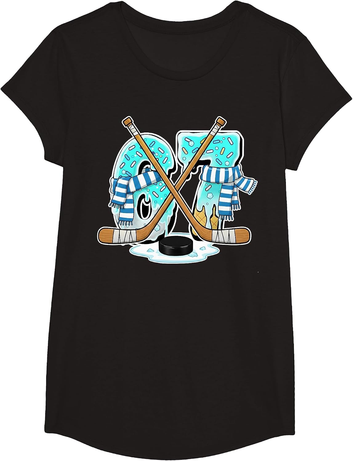67 Ice Cream Drip Hockey Gen Alpha Slang Six Seven Meme T-Shirt - Girls Black