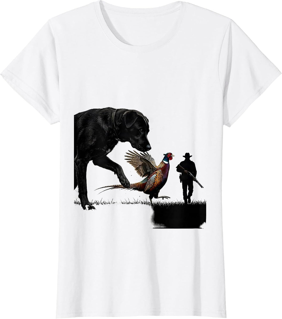 Women's Ringneck Pheasant Hunter Dog Vintage Upland Bird Hunting T-Shirt - White