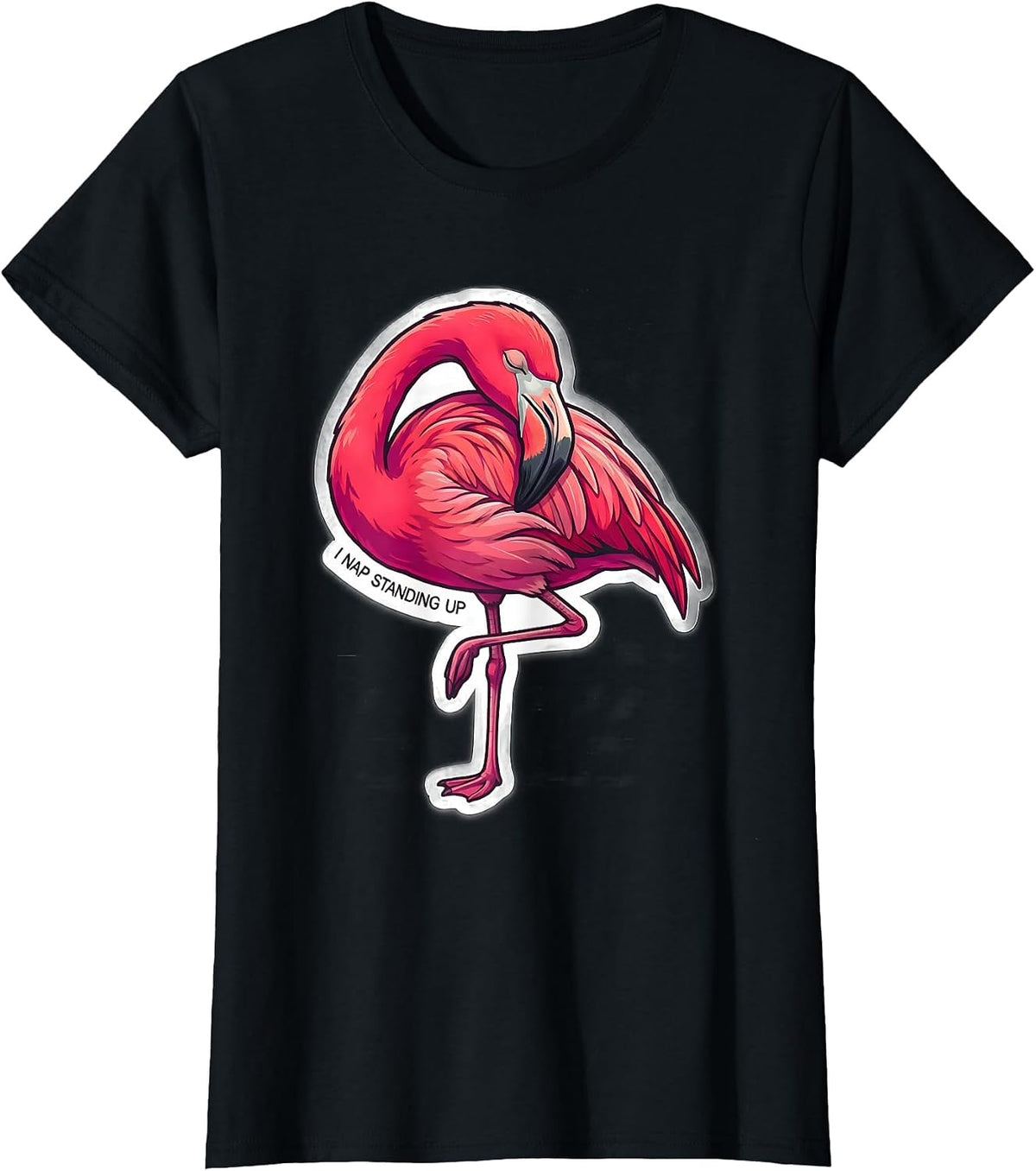 I Nap Standing Up Funny Flamingo Novelty Bird Lover Gift T-Shirt - Black