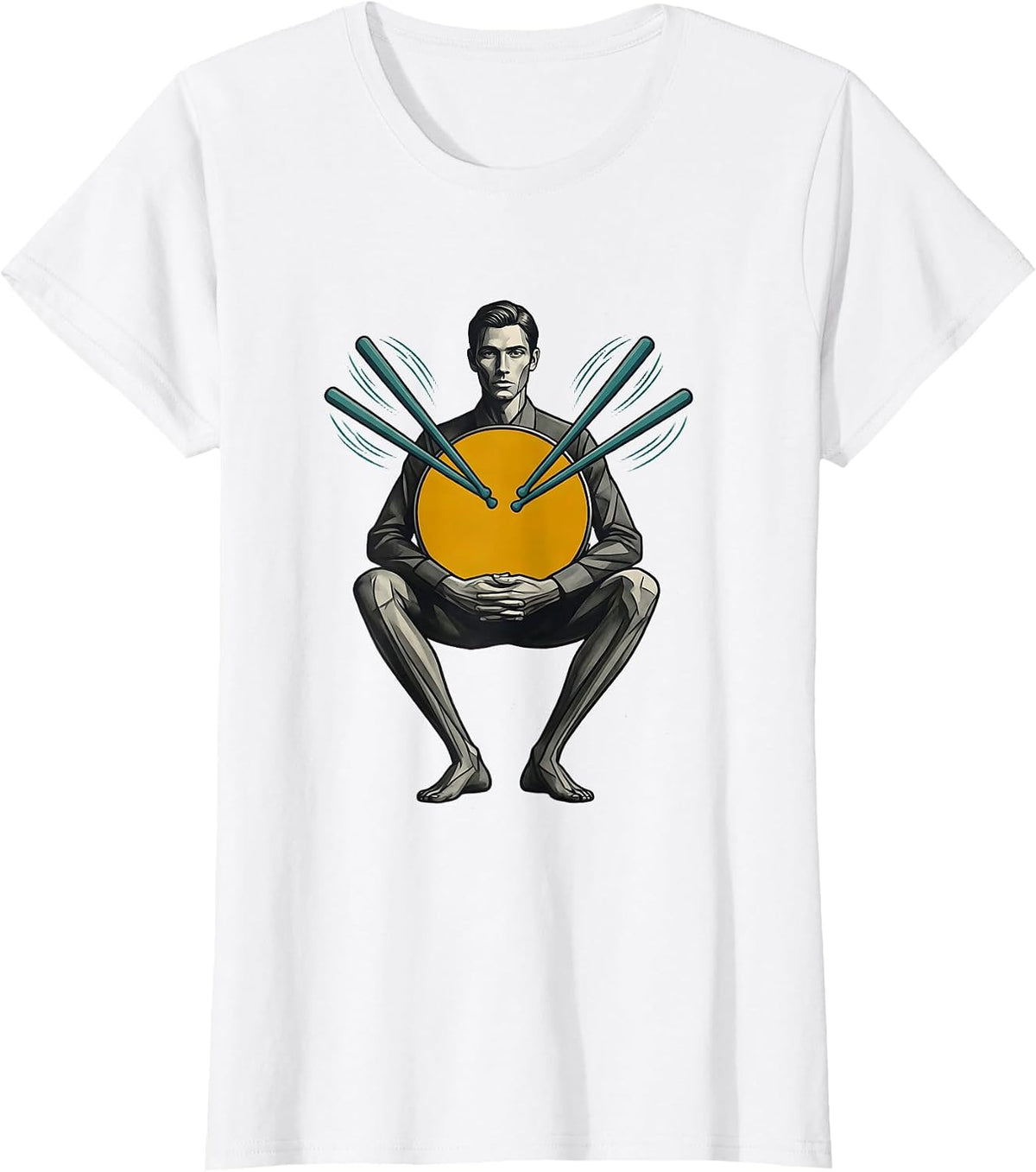 Drummer Bass Circle Midcentury Modern Drummer Gift T-Shirt - White