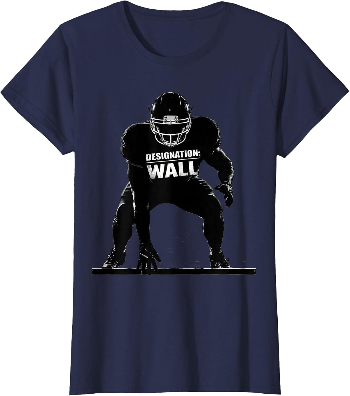 Women's Designation Wall Funny Football Lineman Tribute T-Shirt - Navy Blue