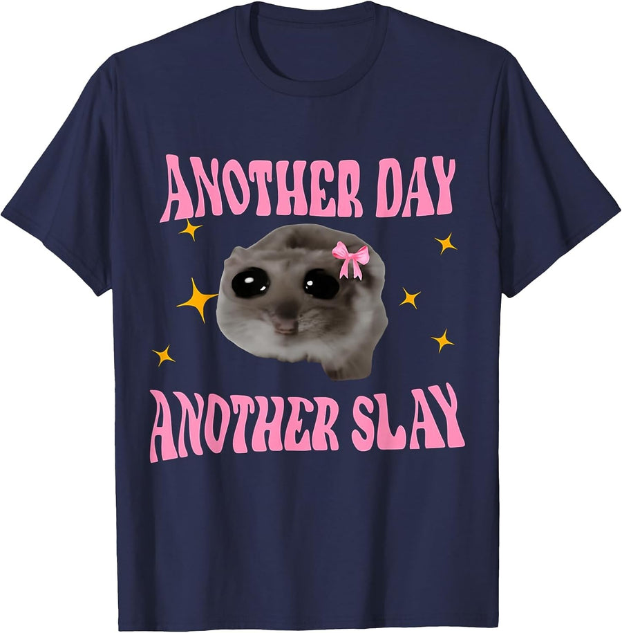 Twinkle Sad Hamster Another Day Another Stay T-Shirt - Navy Blue