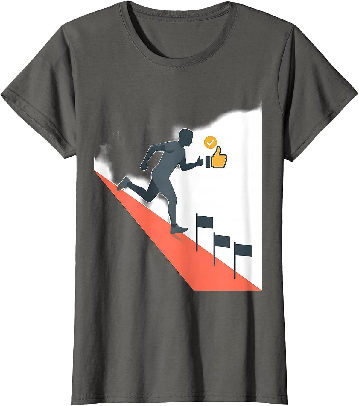 Women's Runner Thumbs Up Cross Country Track And Field Humor T-Shirt - Asphalt Grey