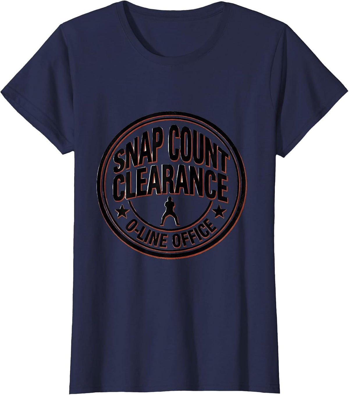 Women's Snap Count Clearance — O-Line Office Football Lineman Humor T-Shirt - Navy Blue