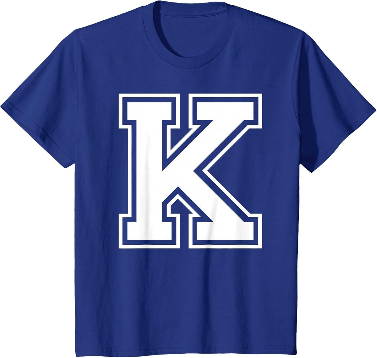 Letter K Capital Alphabet College Varsity Monogram Club T-Shirt - Royal Blue