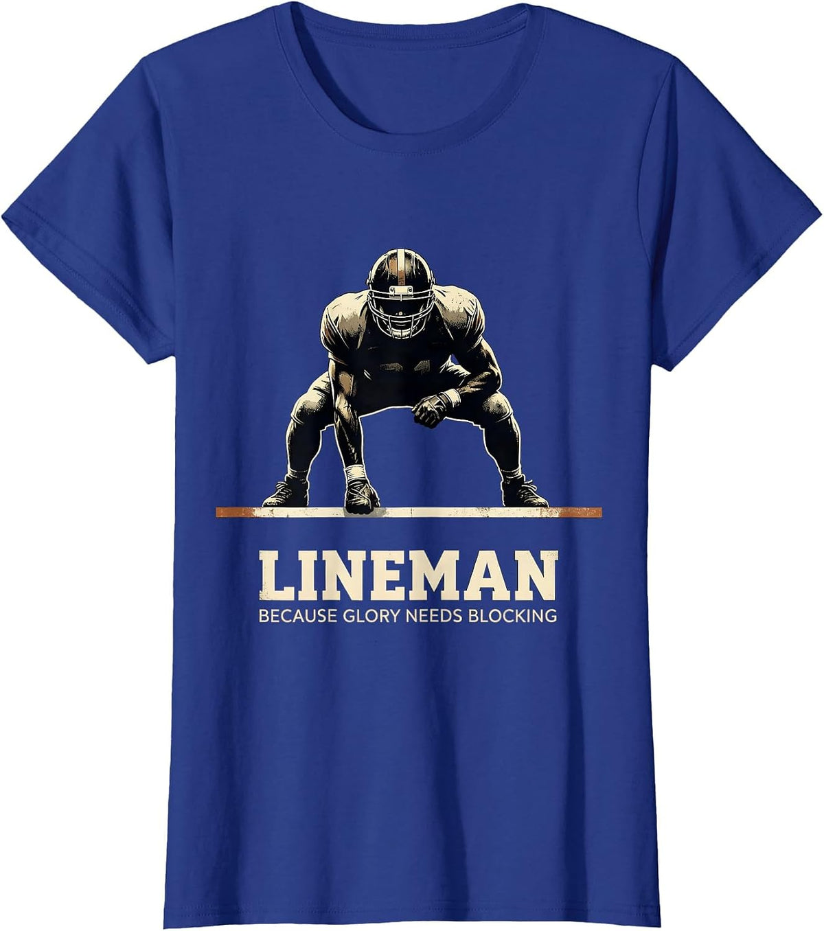 Women's Lineman Because Glory Needs Blocking Vintage Football T-Shirt - Royal Blue