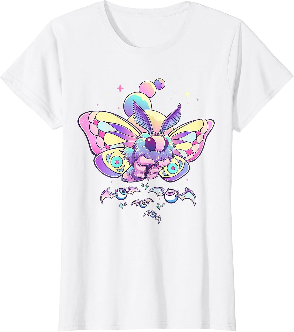 Pastel Goth Moth Cute Creepy Aesthetic Gothic Kawaii Occult T-Shirt - White