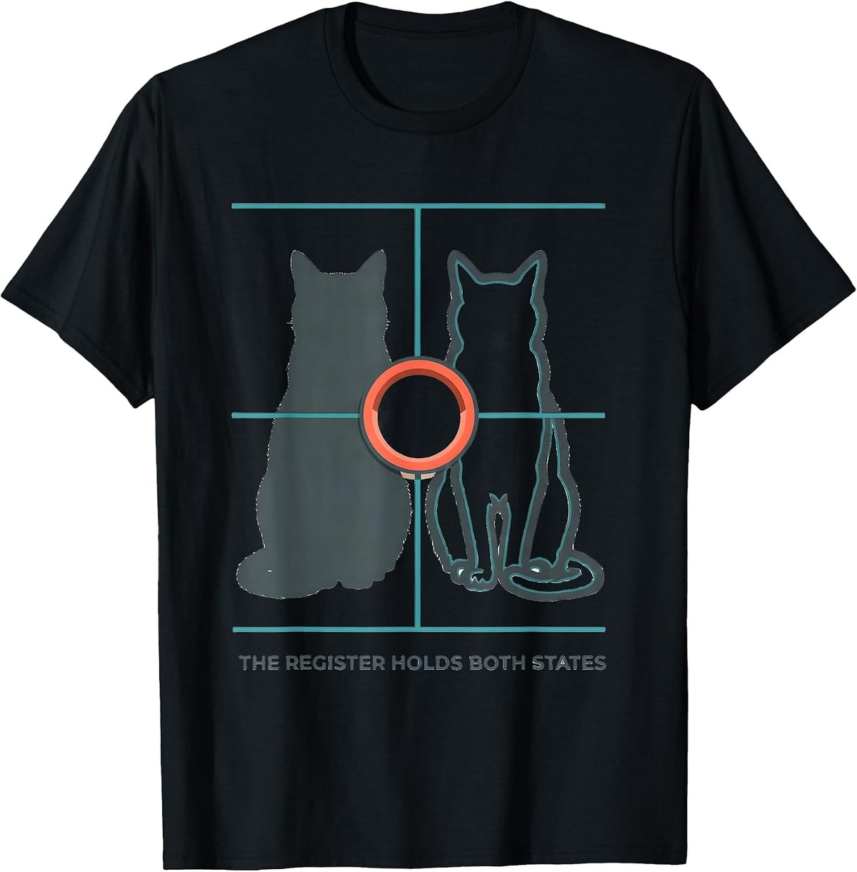 Men's The Register Holds Both States Funny Physics Nerd Cat Lover T-Shirt - Black