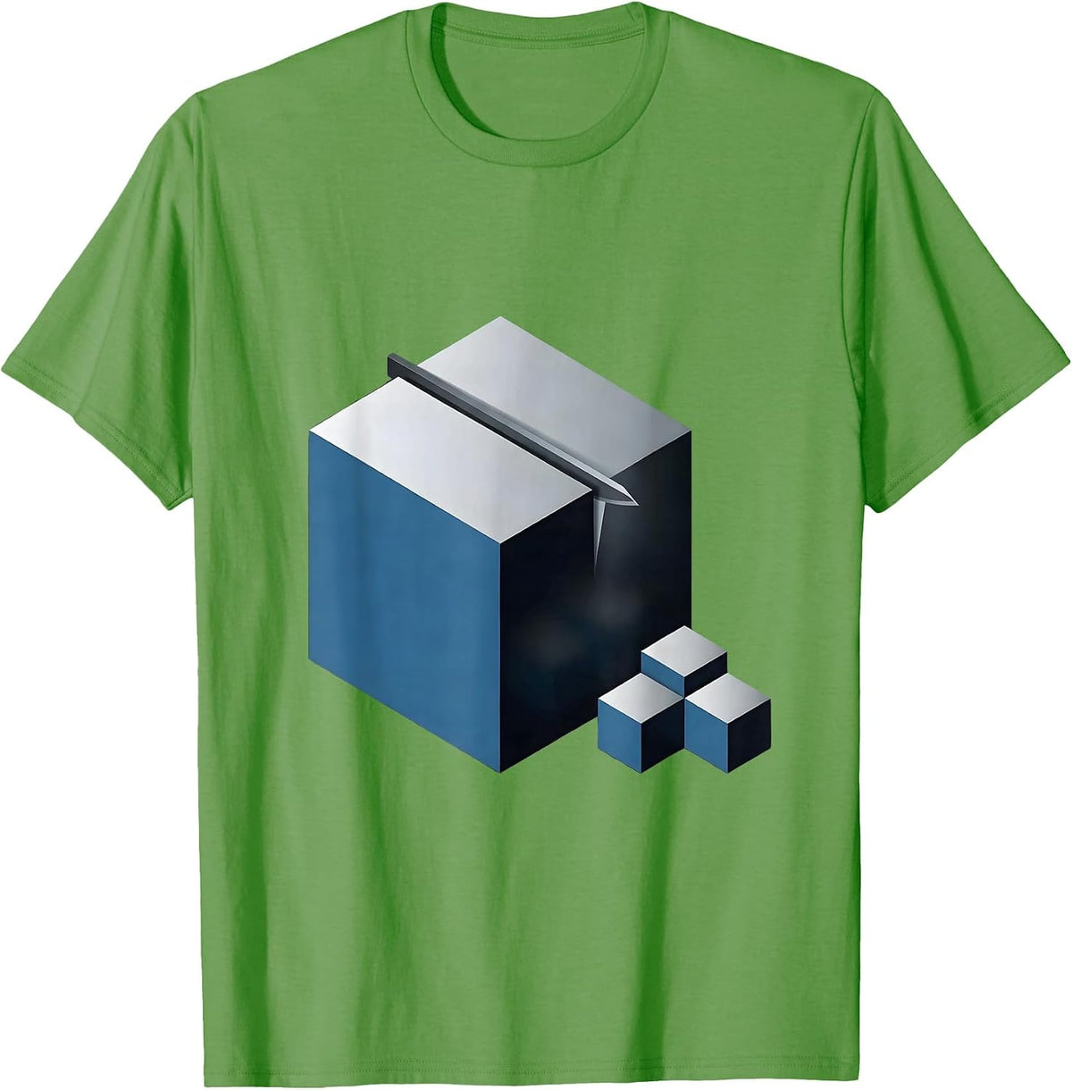 Men's Isometric Cube Element Symbol Nerdy Chemistry Humor T-Shirt - Grass Green