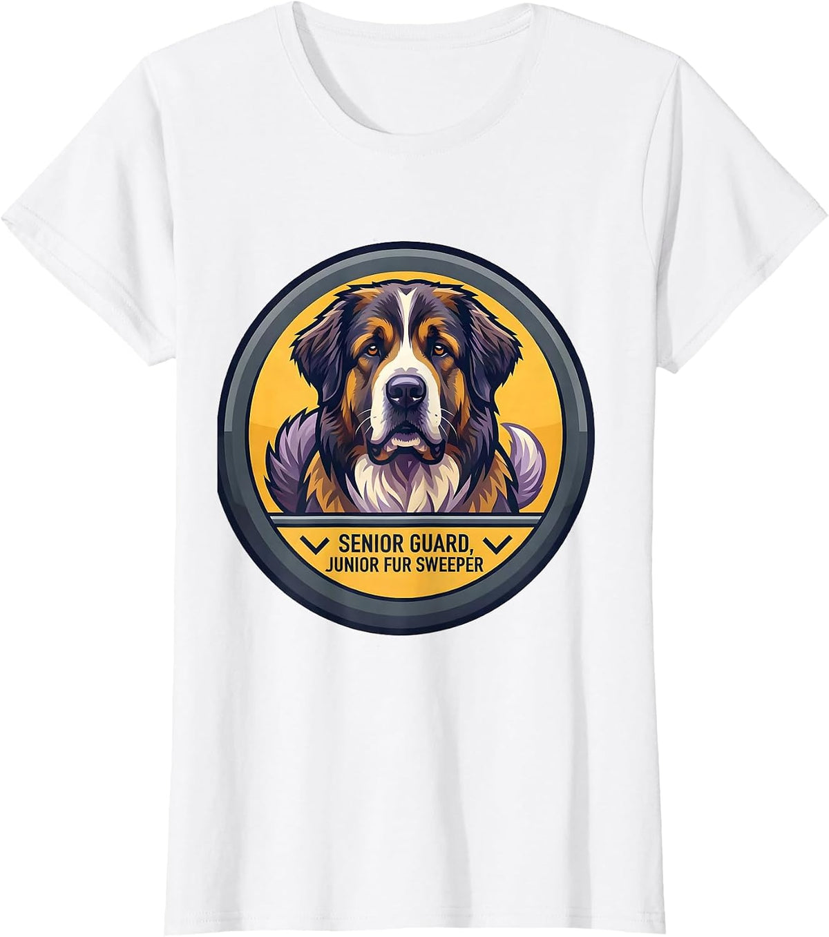 Women's Senior Guard Junior Fur Sweeper Funny Great Pyrenees Dog T-Shirt - White