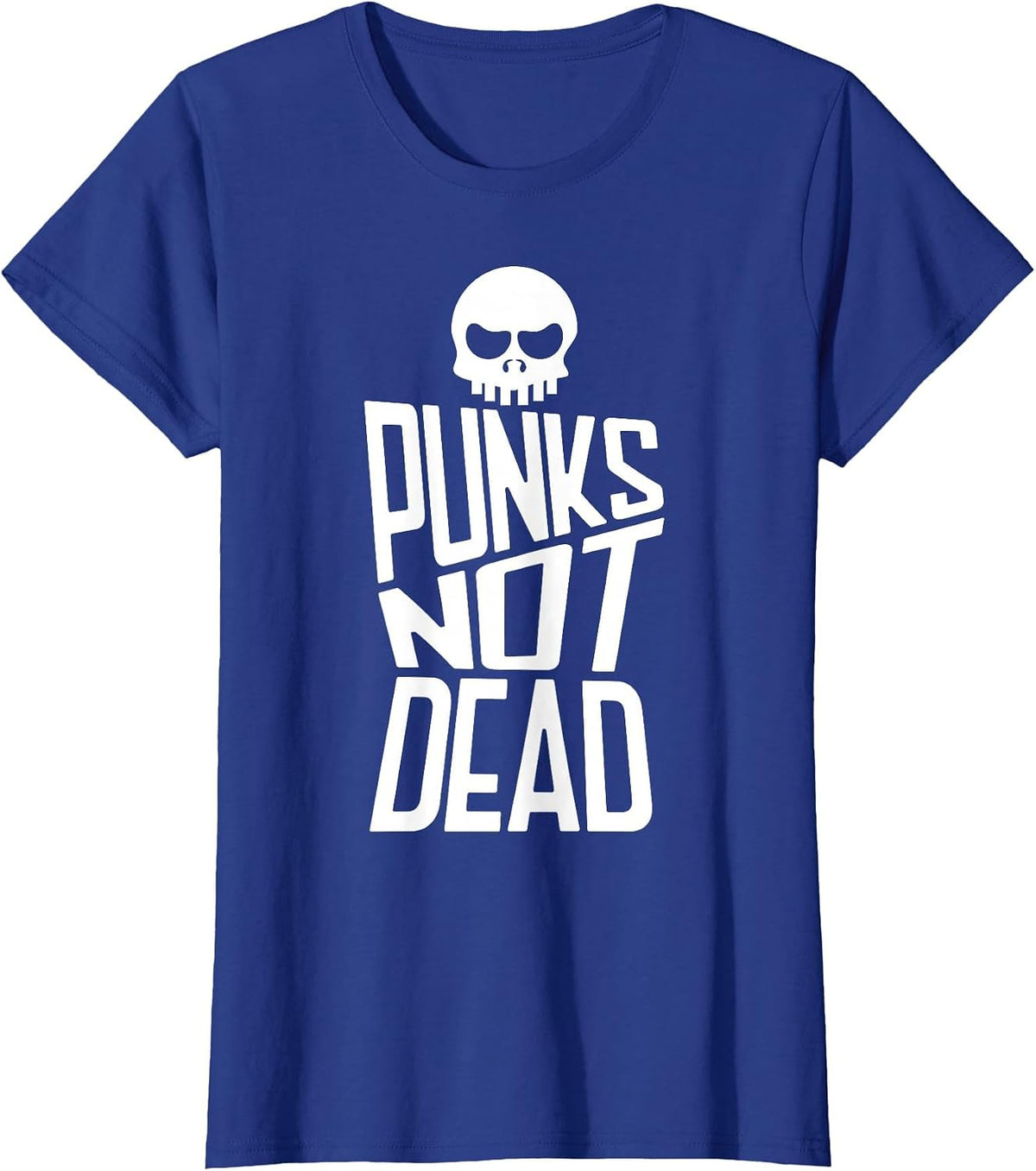 Punks Not Dead Skeleton Music Skull Aesthetic Subculture T-Shirt - Royal Blue