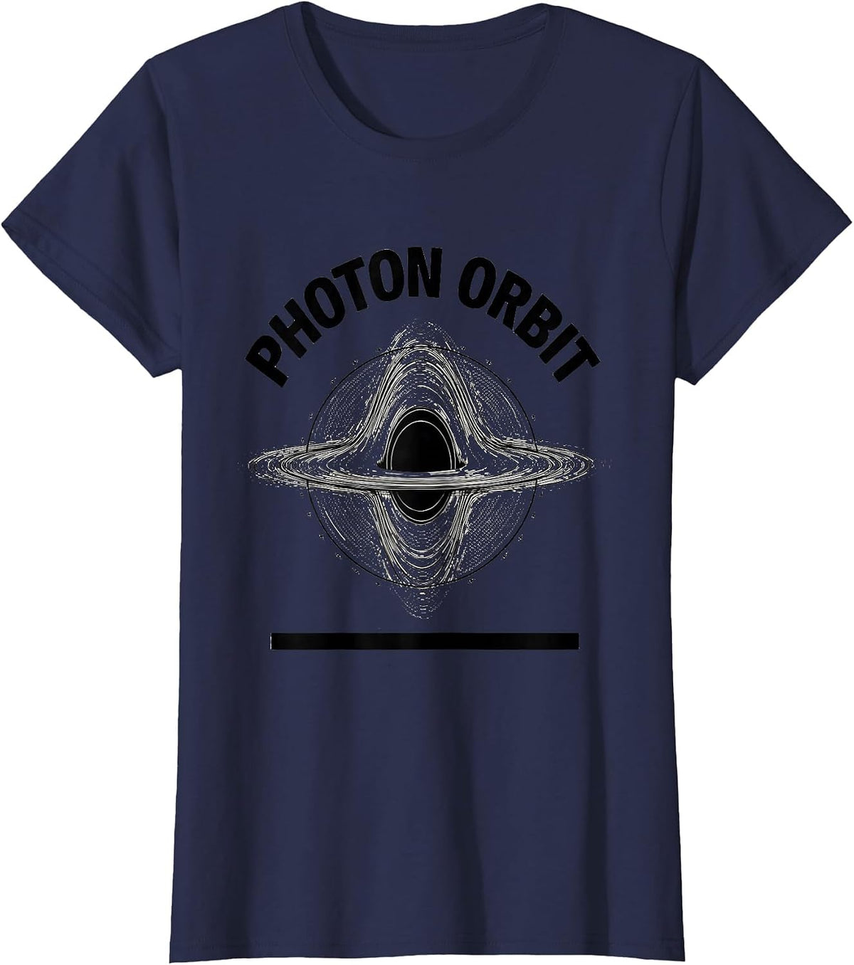 Women's Photon Orbit Line Art Black Hole Astrophysics Science T-Shirt - Navy Blue