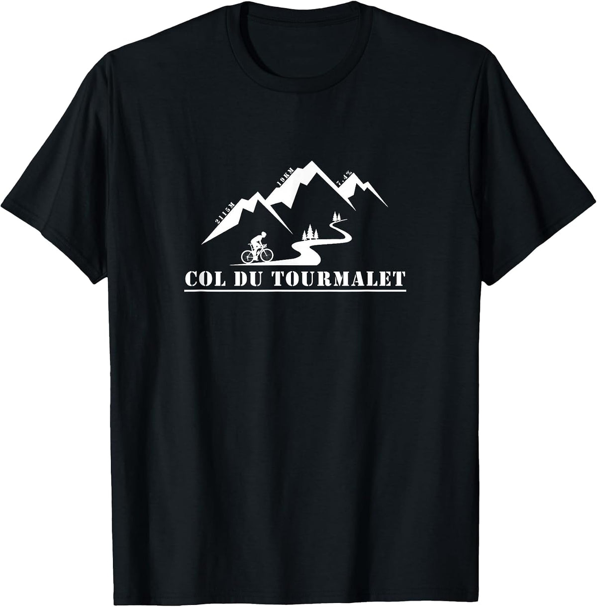 Col du Tourmalet, France, Tour, Cycling, Pyrenees T-Shirt - Black