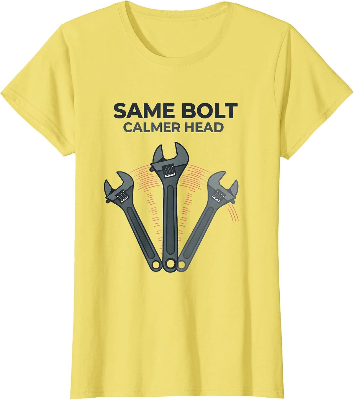 Same Bolt Calmer Head Funny Car Guy Auto Mechanic Humor T-Shirt - Lemon Yellow