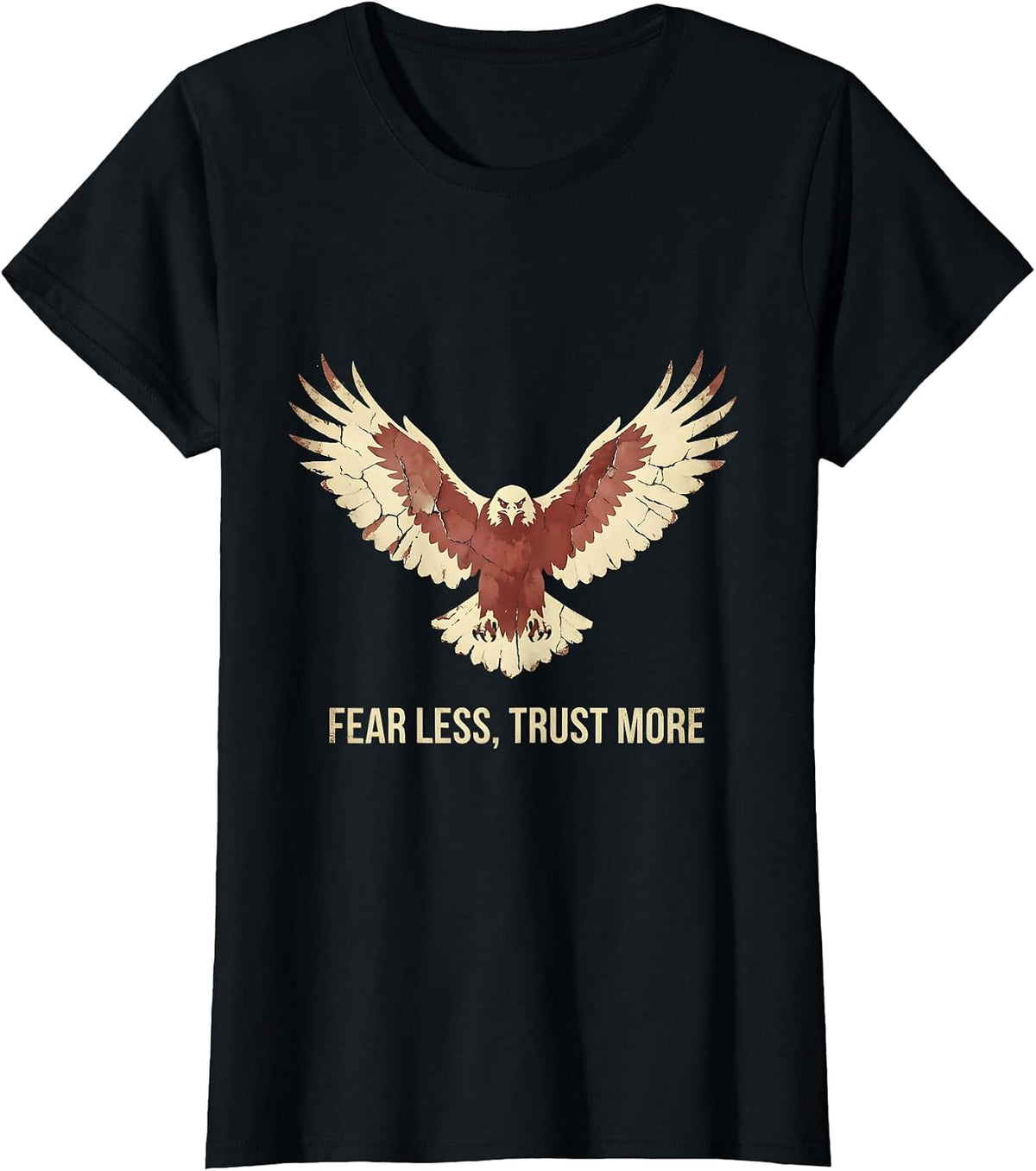 Fear Less Trust More Faith Over Fear Design T-Shirt - Black