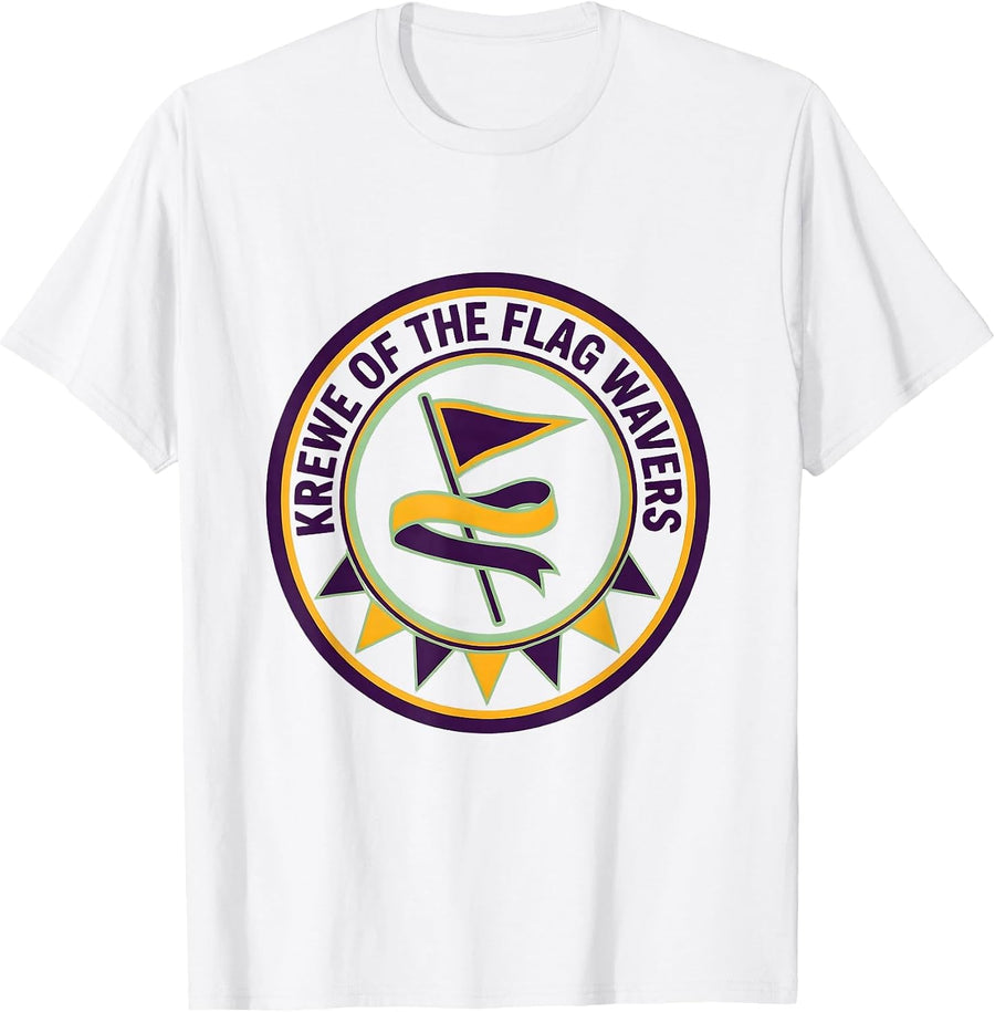 Men's Krewe Of The Flag Wavers Mardi Gras Carnival Party Humor T-Shirt - White