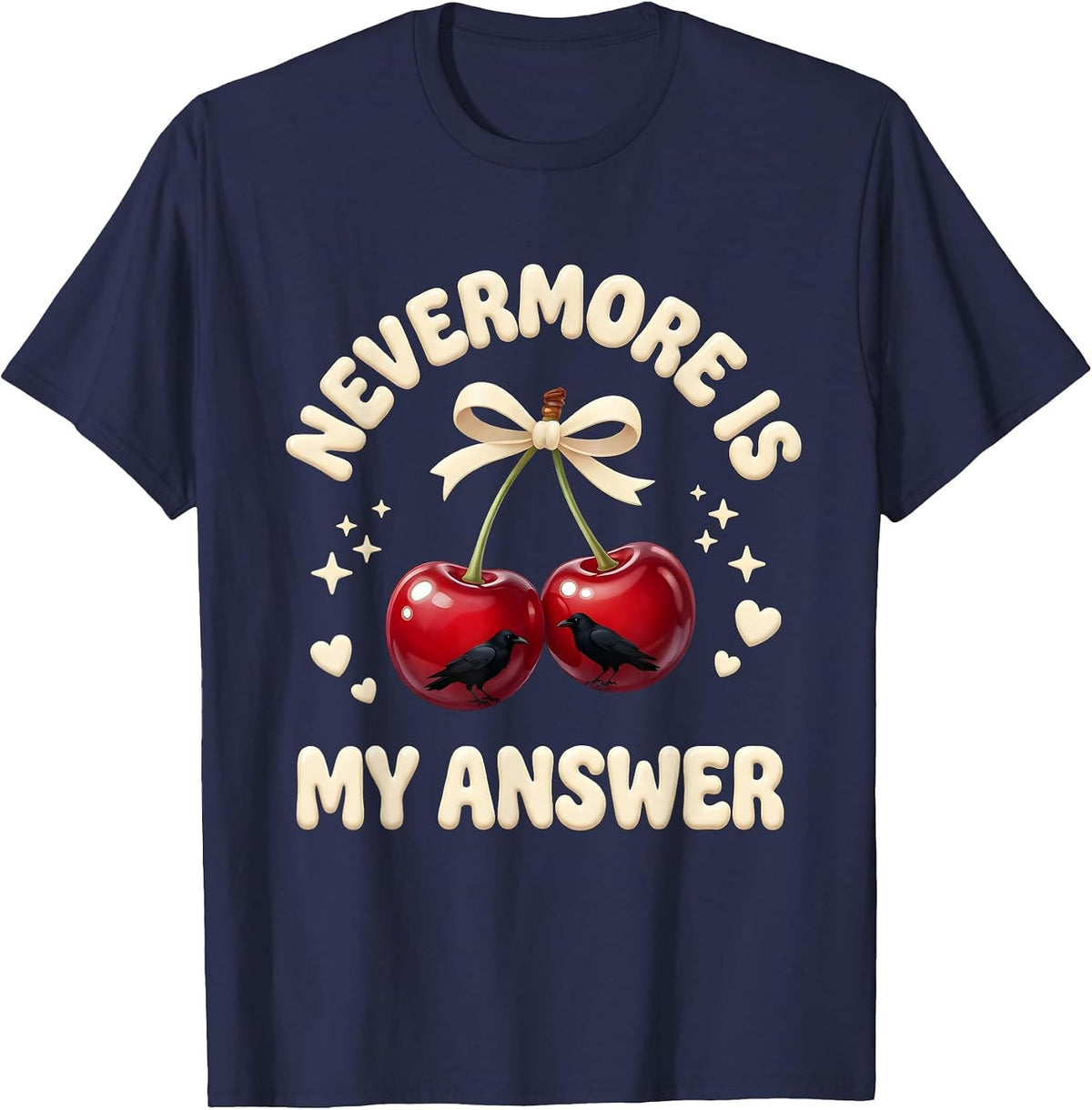 Men's Nevermore Is My Answer Edgar Allan Poe Design T-Shirt - Navy Blue