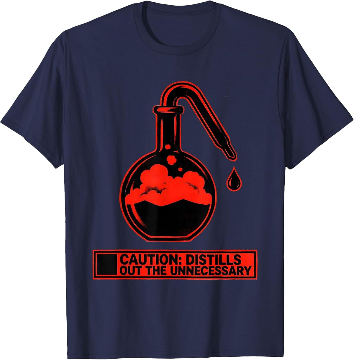 Men's Caution: Distills Out The Unnecessary Science Teacher T-Shirt - Navy Blue