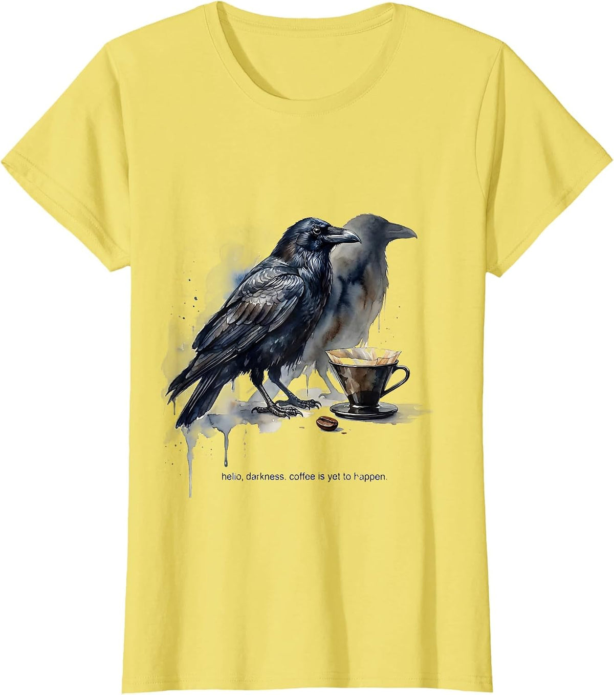 hello, darkness. coffee is yet to happen. Gothic T-Shirt - Lemon Yellow