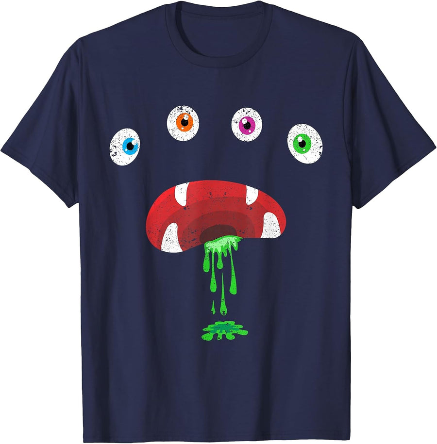 Halloween Monster Face Costume Cute Toddler Monsters Lovers T-Shirt - Navy Blue