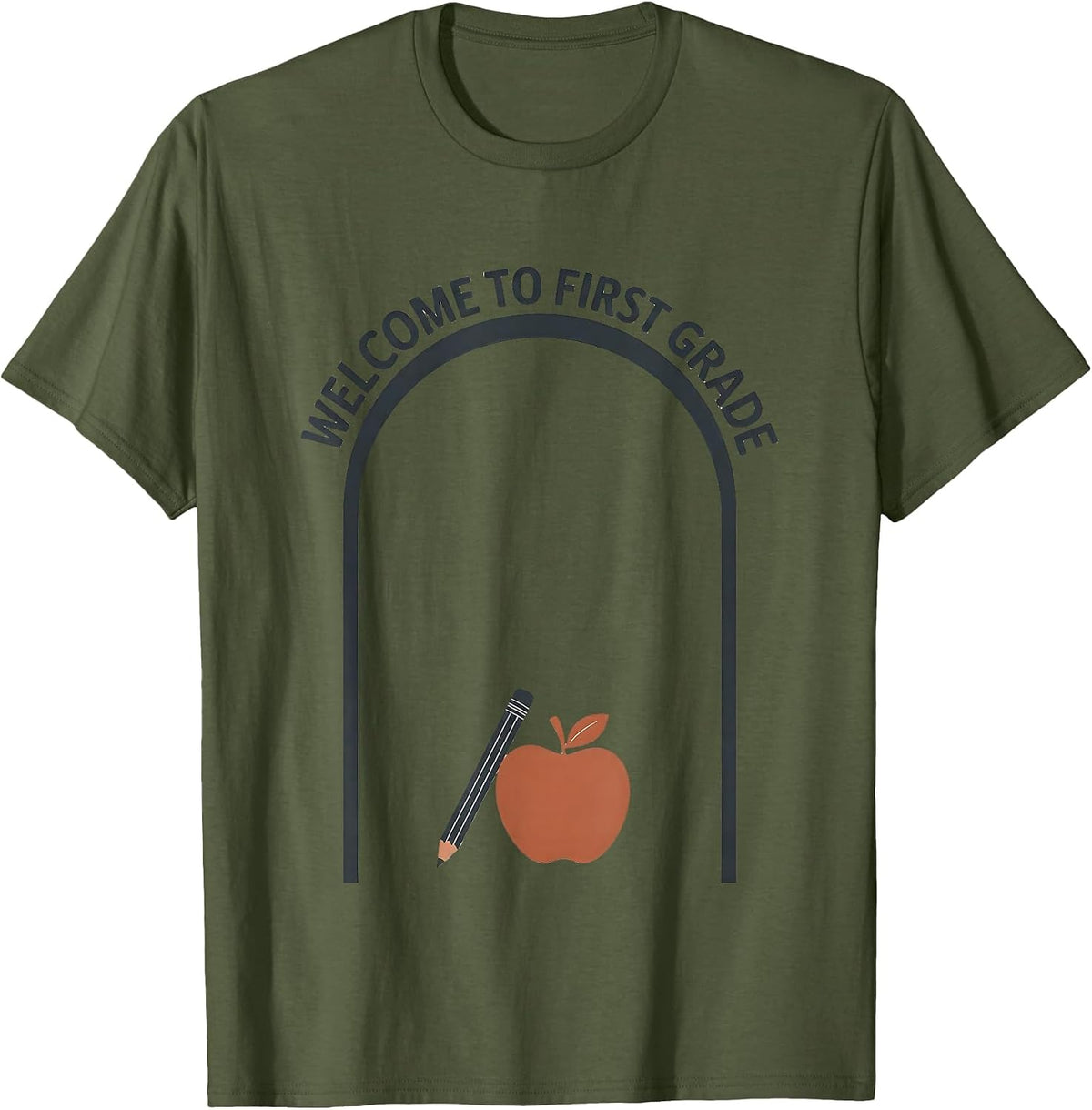 Men's Welcome To First Grade Minimalist Teacher Back To School T-Shirt - Olive Green